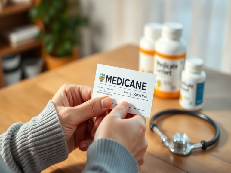 A split-image illustration showing a diverse group of older adults in the U.S. reviewing Medicare documents alongside a colla