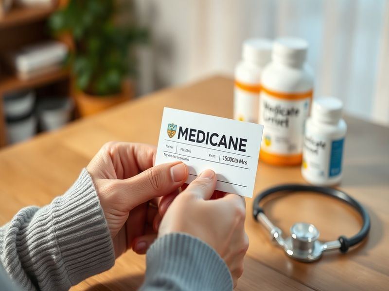 A split-image illustration showing a diverse group of older adults in the U.S. reviewing Medicare documents alongside a colla