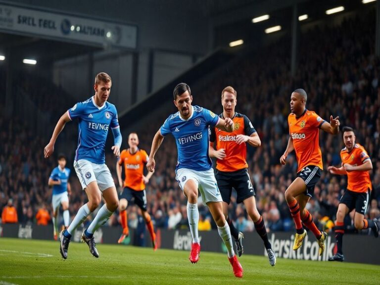 A vibrant shot of Ibrox Stadium during a Rangers vs Dundee United match, with fans in the stands holding scarves and banners,