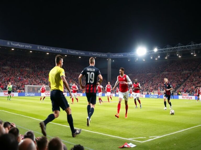 A vibrant stadium atmosphere during a Trabzonspor vs Galatasaray match, with Trabzon’s black-and-white colors clashing agains