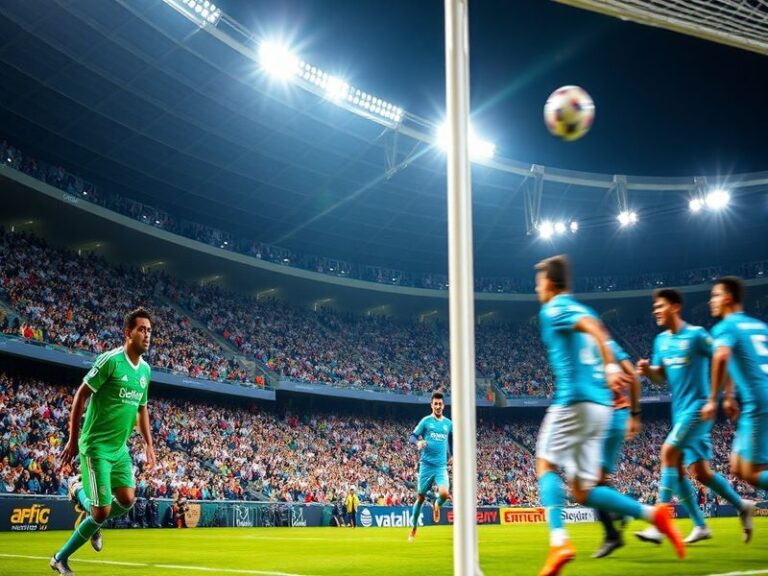 A dynamic action shot from a recent Al-Hilal vs Al-Taawoun match, featuring players in red and white (Al-Hilal) and green and