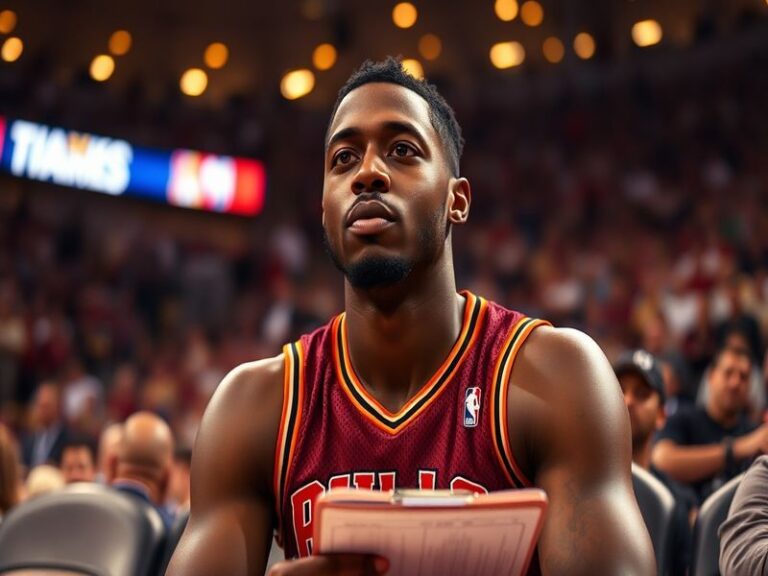 A dynamic action shot of Brandon McCoy in a game, mid-jump with the ball, wearing a jersey that blends professional and inter