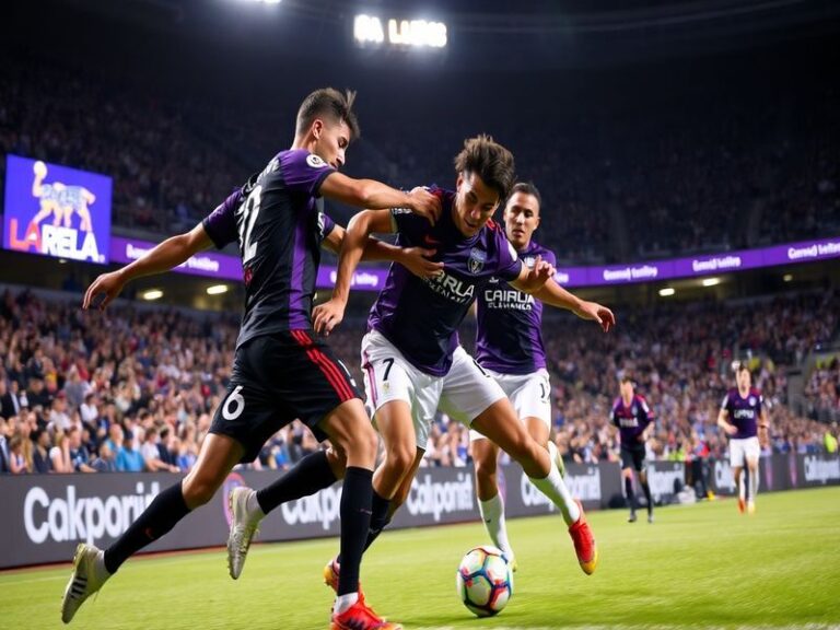 A dynamic action shot of LAFC vs Orlando City match at BMO Stadium, capturing the intensity of midfield battles with players