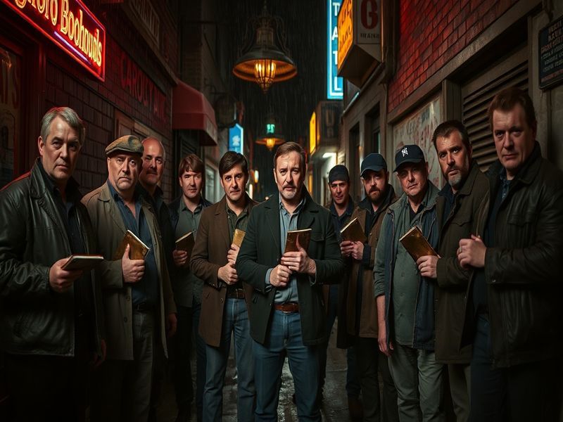 A promotional image featuring the Bloodhounds Season 2 cast standing in a dimly lit room with a tense, dramatic atmosphere. T