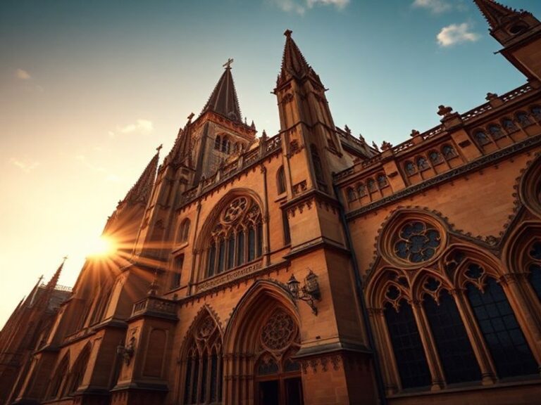 A daytime photograph of Ripon Cathedral’s west front, showcasing its intricate 16th-century carvings, lancet windows, and oct