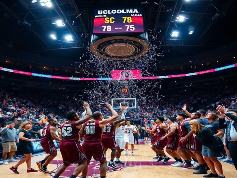 A dynamic action shot of South Carolina's Aliyah Boston blocking a shot against UCLA in the NCAA Women's Basketball Champions