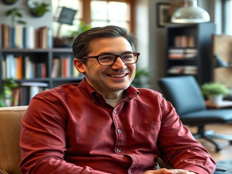 A split-image composition: on one side, Dan Levy in a stylish suit during a red carpet event, and on the other, a cozy set fr