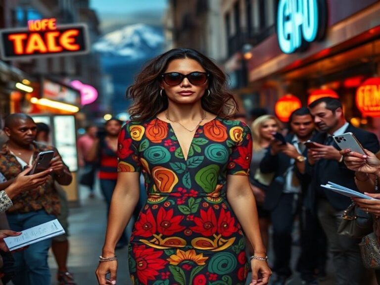 A vibrant scene from I'm a Celebrity South Africa: contestants in safari gear stand in a lush bushveld setting, with a judge