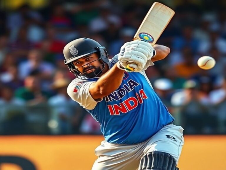 A dynamic action shot of Sarfaraz Khan playing a cover drive during an IPL match, captured in a stadium with vibrant lighting