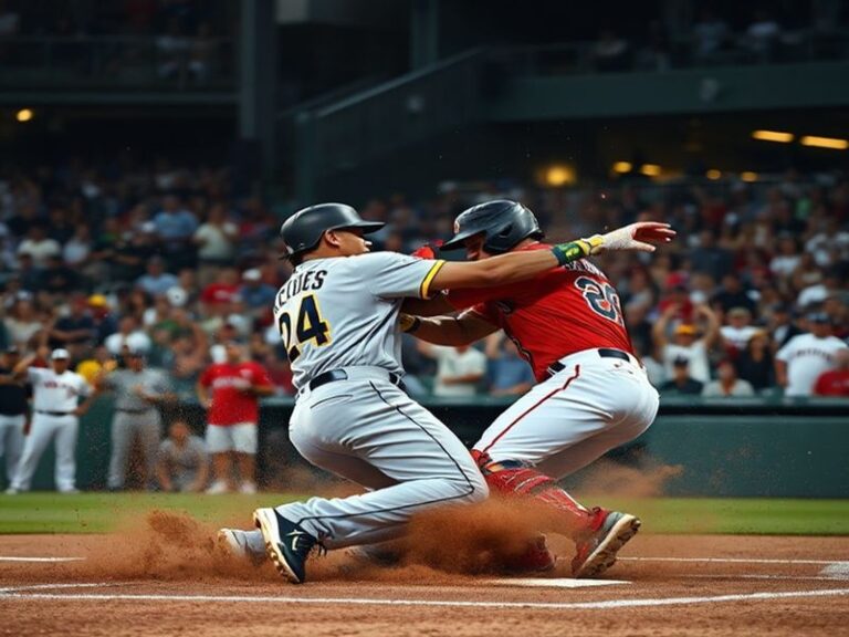 A dynamic shot of a Padres vs. Red Sox game at night, showcasing the electric atmosphere with players in action, fans in the