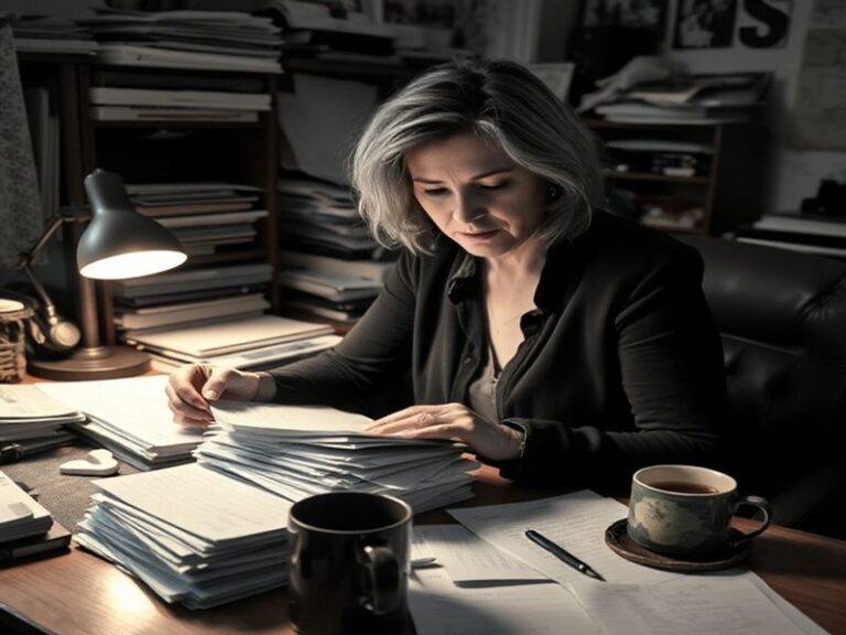 A mid-career portrait of Christine Williamson standing in front of a modern glass-and-steel building, with lush greenery inte