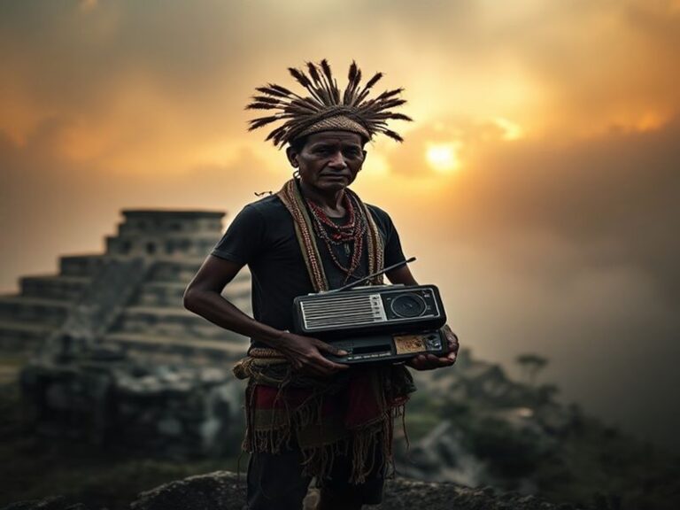 A diverse group of journalists and activists gathered around a table with laptops and recording equipment, symbolizing collab
