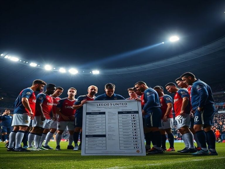 A vibrant stadium atmosphere at Wembley with Leeds United and Aston Villa players in action, surrounded by cheering fans in c