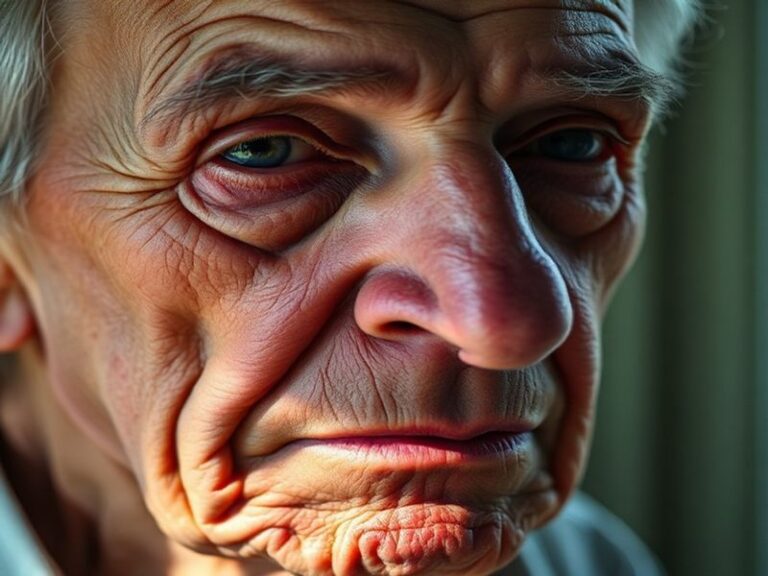A serene, multicultural group of older adults engaged in a light exercise class outdoors, surrounded by greenery. Their faces
