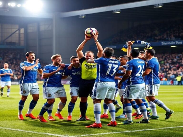 A split-screen image showing Leeds United players celebrating their quarter-final win on one side and Manchester City players