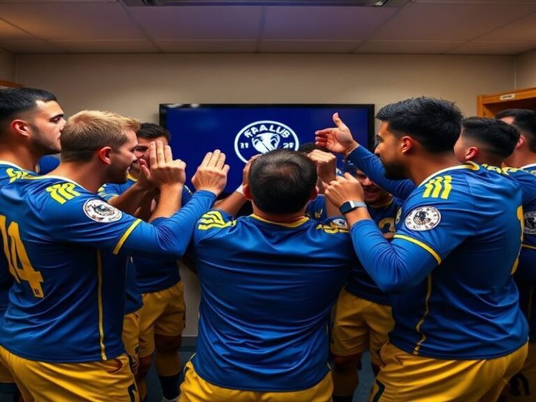 A dramatic shot of Elland Road packed with Leeds United fans waving flags, with Wembley Stadium looming in the background. Th
