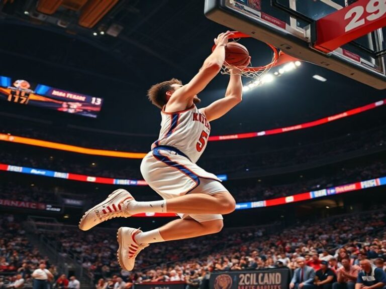 A dynamic action shot of Kristaps Porziņģis in a Dallas Mavericks uniform, mid-jump as he releases a jump shot over a defende