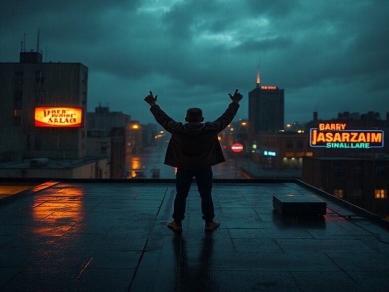 A split-screen image of a TV screen showing a dramatic final scene on one side and a packed stadium erupting in cheers on the