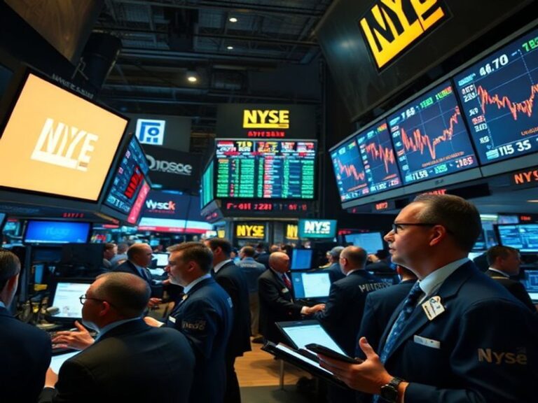 A split-screen image showing a global stock exchange floor on one side with digital trading graphs on the other, representing