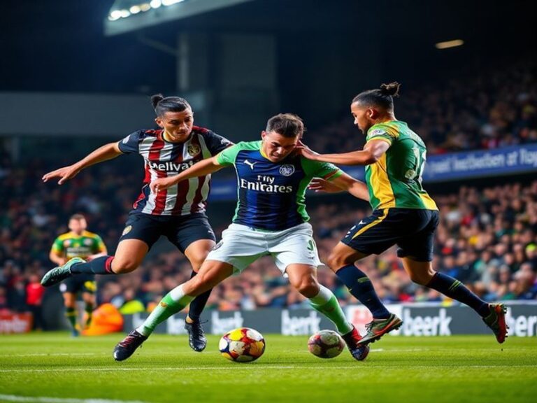 A packed stadium at The Den during the Millwall vs Norwich City match, showing intense action in the midfield with players in