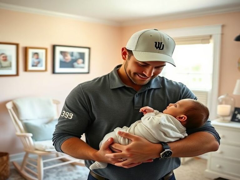 A warm family photo of Scottie Scheffler, Meredith Scheffler, and their two children, set in a cozy indoor setting with soft