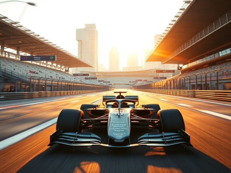 A split-image showing a cancelled F1 race poster crossed out next to an alternate race poster for Las Vegas or Miami, with a