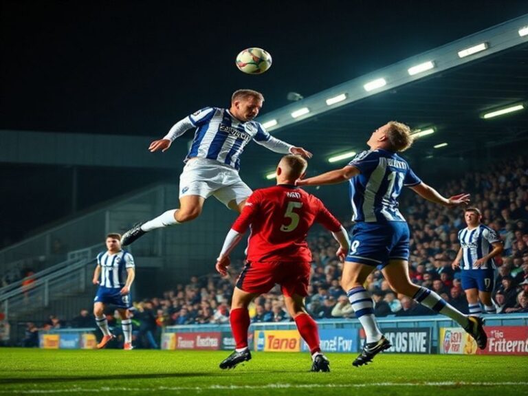 A packed stadium during a Bolton vs Stockport match, with fans in claret and blue and blue and white scarves creating a sea o