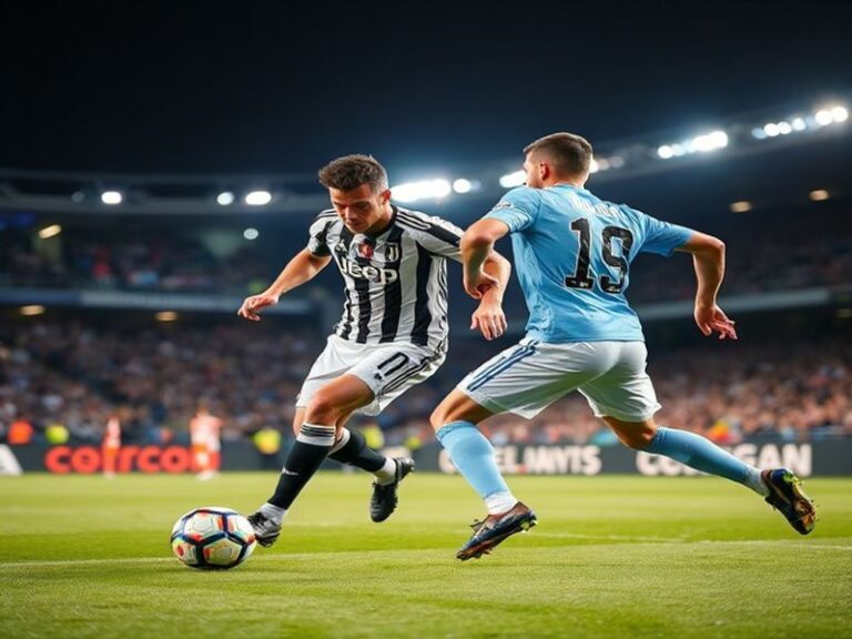 A dynamic mid-action shot of Juventus players celebrating Arkadiusz Piątek’s goal against Genoa, with the Allianz Stadium in