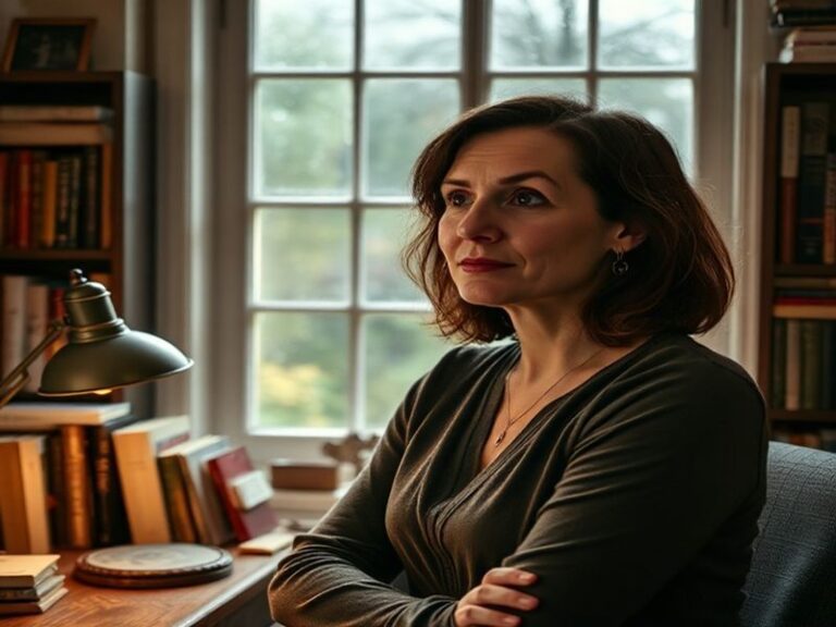A professional portrait of Jayne Middlemiss in a television studio, wearing a headset and presenting a sports event with a wa