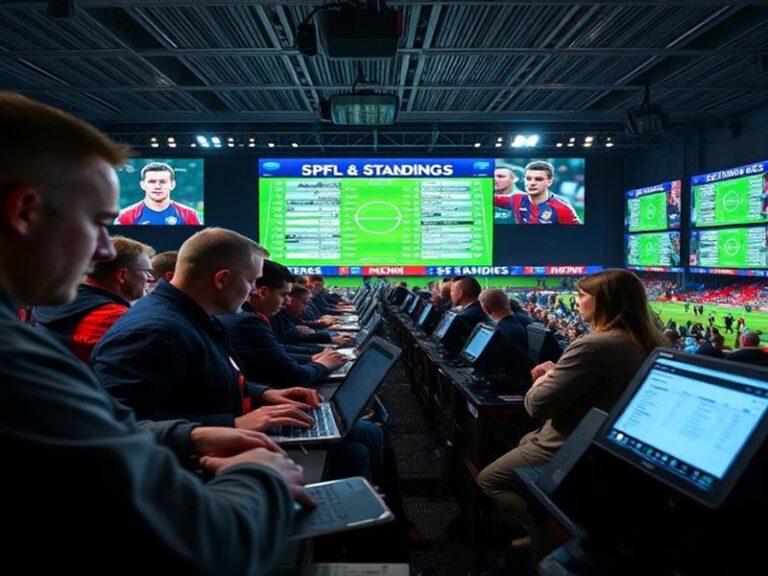 A packed Celtic Park stadium during a crucial SPFL Championship Group match, with fans waving scarves and banners under flood