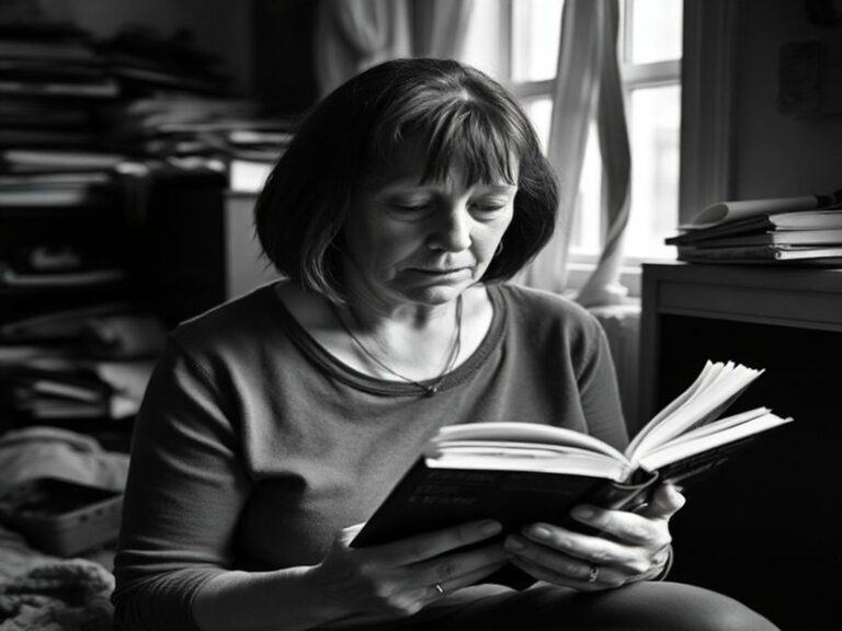 A close-up portrait of Ann Dowd in character as Aunt Lydia from The Handmaid’s Tale, wearing a green dress and white bonnet a