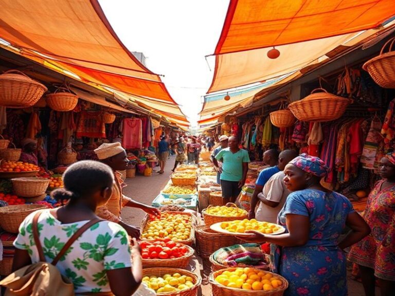 A vibrant sunset over the Gambia River, with traditional wooden pirogues (fishing boats) silhouetted against the water, surro
