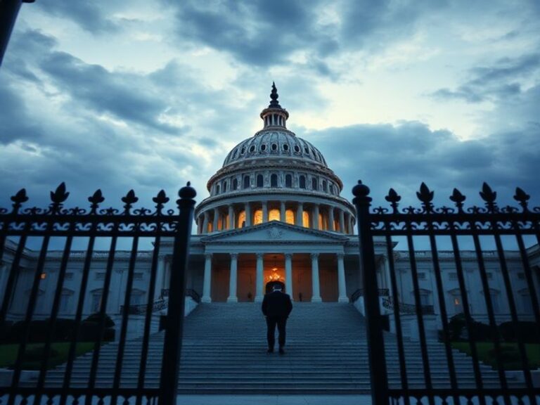 A split-image illustration showing the U.S. Capitol on one side and a gavel on the other, with a subtle red and blue color sc
