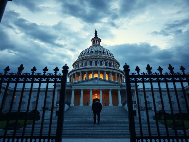 A split-image illustration showing the U.S. Capitol on one side and a gavel on the other, with a subtle red and blue color sc