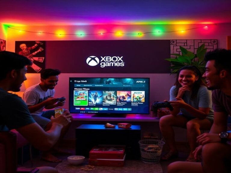 A vibrant collage of various Xbox Game Pass game covers, showcasing diverse genres and styles, set against a dynamic gaming b