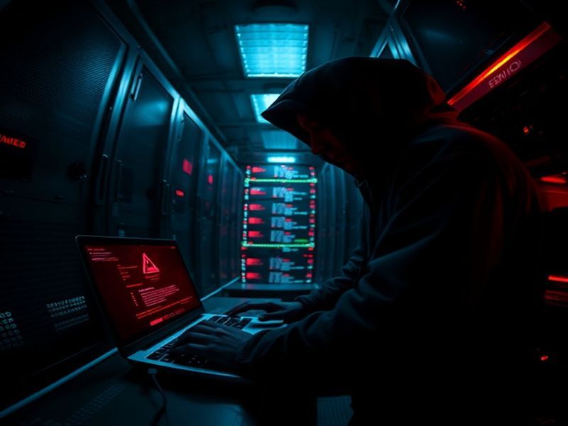 A split-screen image showing a hacker silhouette in a dark room on one side and a secure digital lock on a global network map