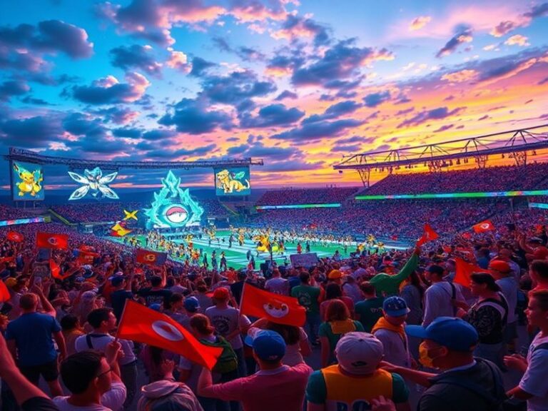 A split-screen image showing a global map with highlighted regions and a Pokémon trainer holding a glowing Poké Ball, symboli