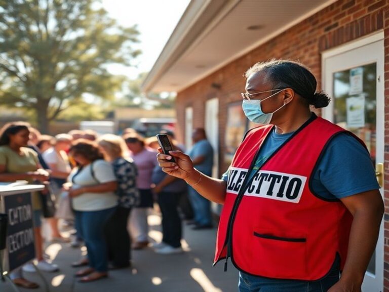 A split-screen image of Raphael Warnock and Herschel Walker campaigning, with a Georgia state flag in the background, capturi