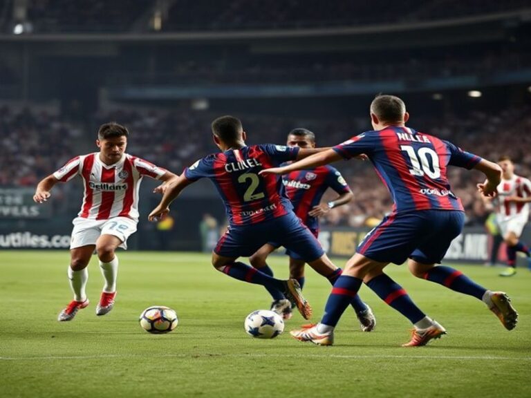 A vibrant stadium shot from the Estadio El Campín in Bogotá during a Millonarios match, with fans in blue and white waving fl