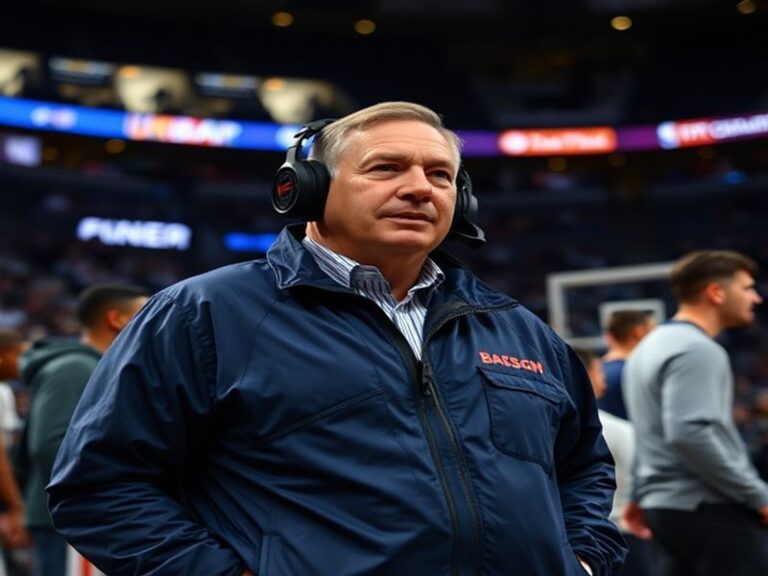A dynamic photo of Doc Rivers coaching from the sidelines, wearing a suit, with players on the court behind him. The setting