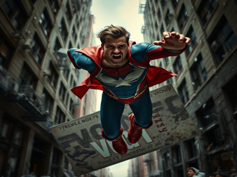 A dramatic scene from The Boys featuring Homelander and Butcher in a tense standoff, with dark lighting and explosive action