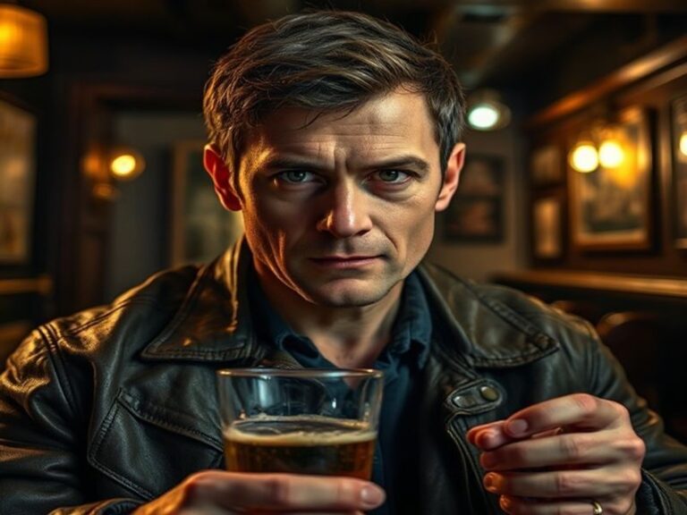 A dramatic still from Emmerdale featuring Cain Dingle, showcasing his intense expression and the rural setting of the Dingle