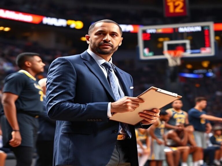 A dynamic action shot of Derek Fisher in a Los Angeles Lakers uniform, mid-game, with a focused expression and the Staples Ce