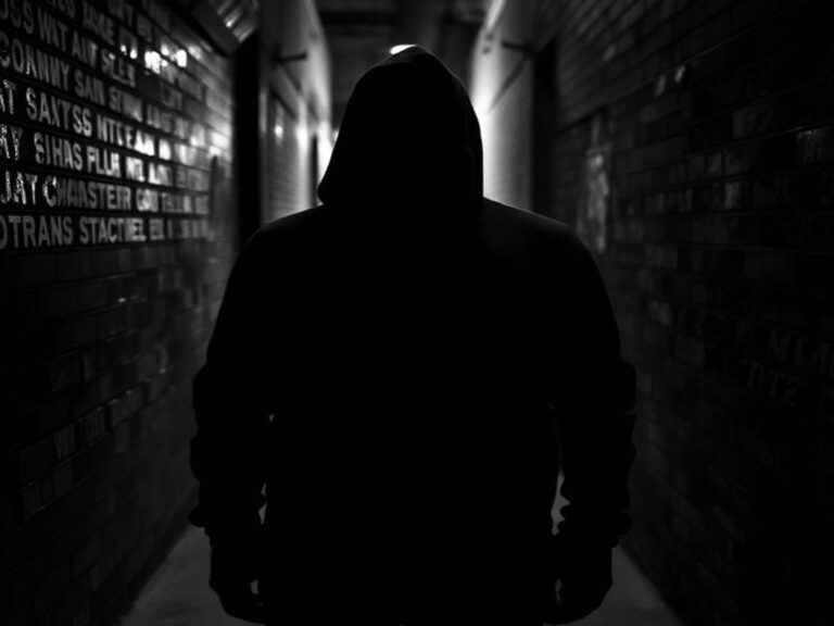 A surrealist artwork depicting a figure split vertically—one side human, the other side animal or divine—standing in a misty,