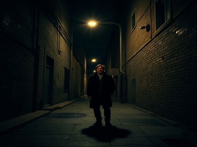 A split-image illustration showing a Long Island beach at dusk on one side and a police crime scene tape on the other, symbol