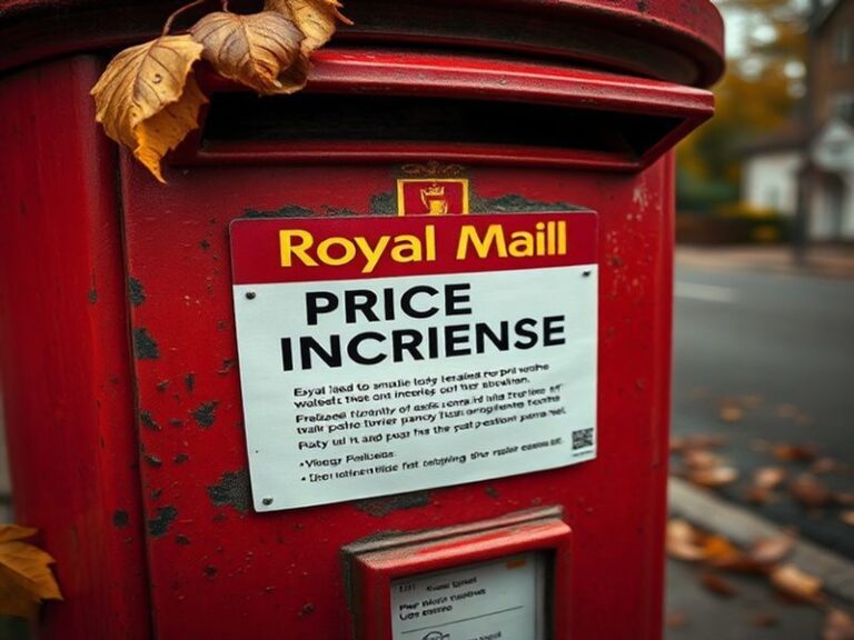 A visual representation of postal services, featuring a postal worker sorting mail in a busy environment, highlighting the tr