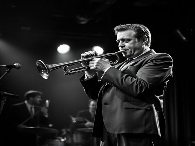 A stylized portrait of Lee Andrews in a dimly lit studio surrounded by vintage synthesizers, vintage turntables, and abstract