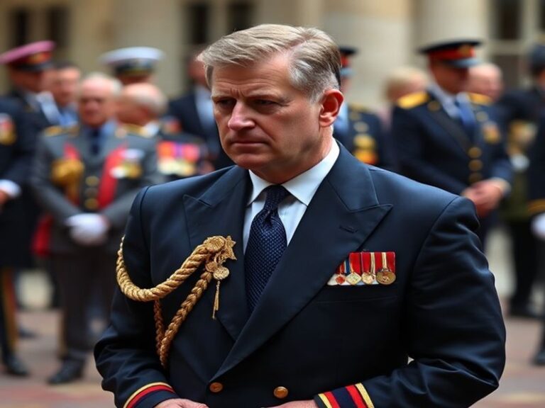 A split-image illustration showing Prince Andrew in his military uniform on one side and a shadowy figure representing scanda