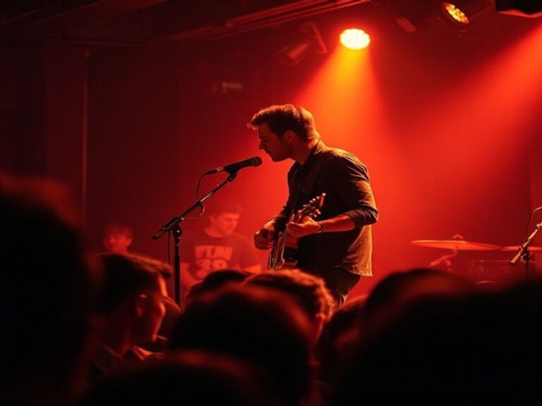 A vibrant image of Matt Willis performing on stage, with a lively crowd in the background, capturing the energy of his music