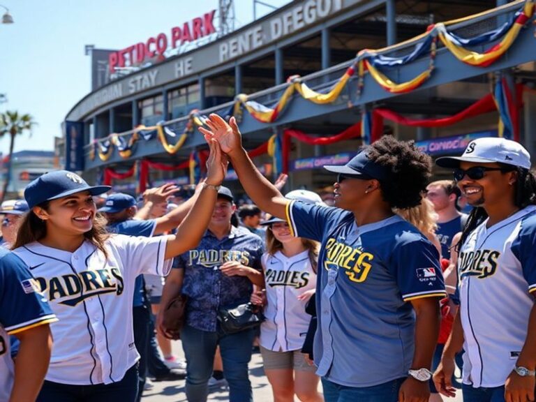 An illustration of the San Diego Padres City Connect 2026 uniforms, featuring vibrant colors and designs inspired by the loca